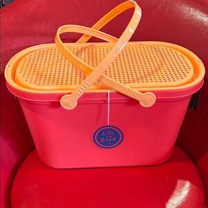 Life Is Good Red and Orange Beach sand toys and Basket